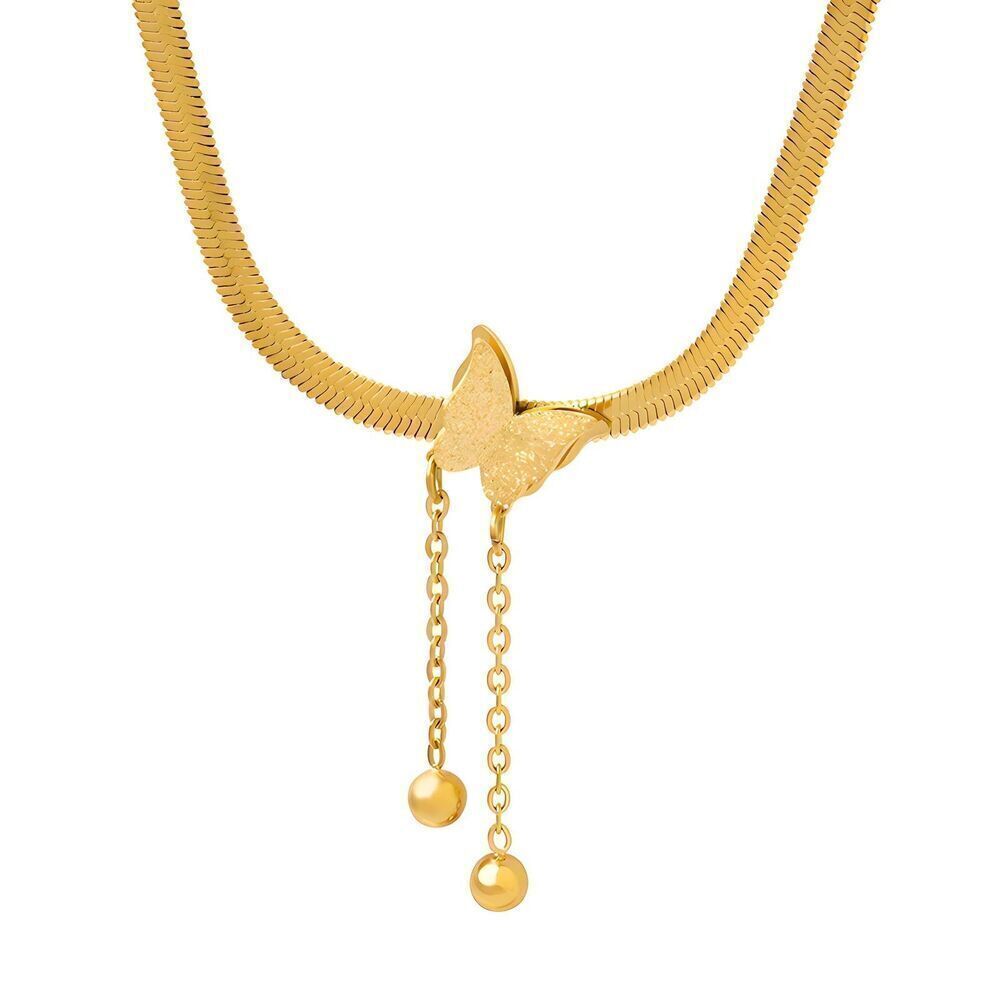 18K Gold Plated Women's Butterfly Necklace Insect Jewelry Hypoallergenic